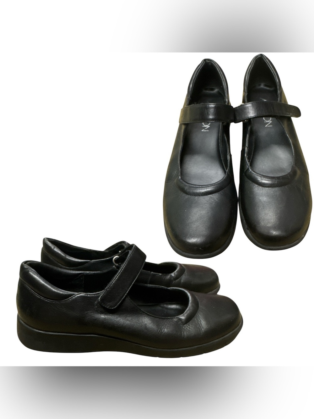 Markon Classic Black Mary Jane Dress Flats with Adjustable Strap S8.5